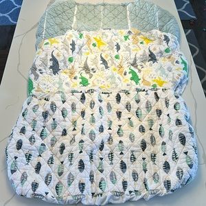 Crate&barrel crate&kids changing pad cover lot of 3 Dino fish blue brushstrokes